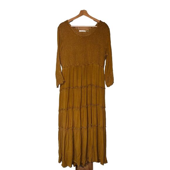 Studio West Tiered Smocked Maxi Dress Women's Size XL Boho Cottagecore Gypsy - Picture 2 of 6